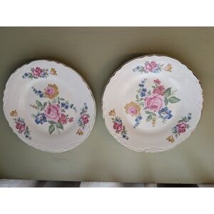 Vintage Scio Pottery Hazel Pattern Floral‎ 7in Plate Set Of 2